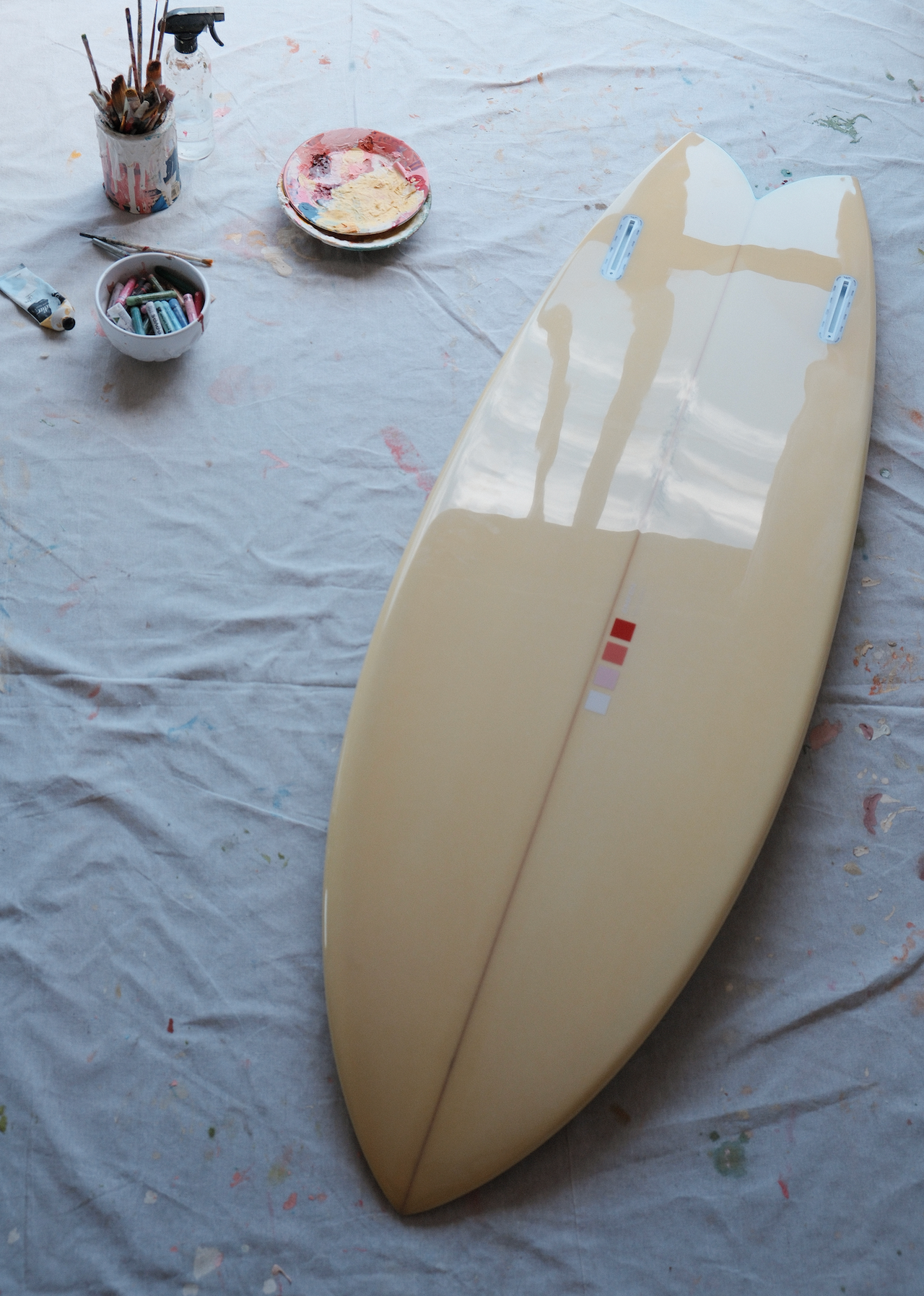 Yellow Twin Fin 5'5